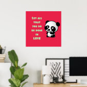 Panda met Inspirerend liefdescitaat Poster (Thuiskantoor)