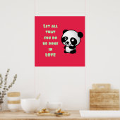Panda met Inspirerend liefdescitaat Poster (Keuken)