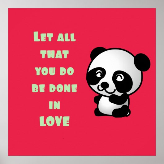 Panda met Inspirerend liefdescitaat Poster (Voorkant)