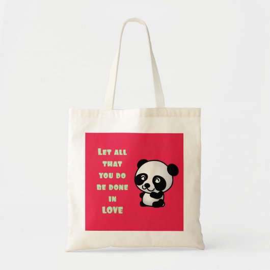 Panda met Inspirerend liefdescitaat Tote Bag (Voorkant)