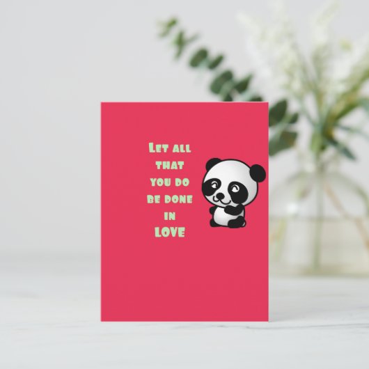 Panda met Inspirerend prijsopgave Briefkaart (Staand voorkant)