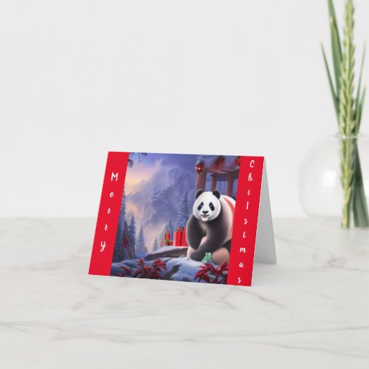 Panda met kerst kaart (Voorkant)