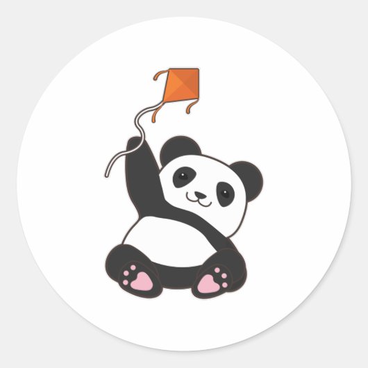 Panda met Kite Ronde Sticker (Voorkant)