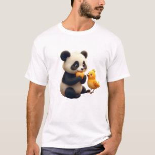 Panda met kleine vogeltjes t-shirt