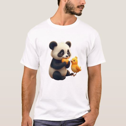 Panda met kleine vogeltjes t-shirt (Voorkant)