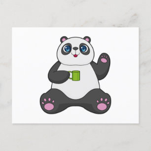 Panda met koffie-mok briefkaart