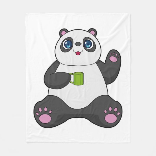 Panda met koffie-mok fleece deken (Voorkant)