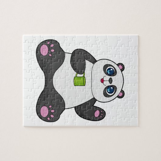 Panda met koffie-mok legpuzzel (Horizontaal)