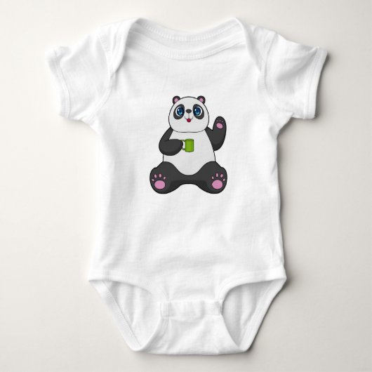 Panda met koffie-mok romper (Voorkant)