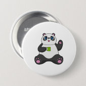 Panda met koffie-mok ronde button 7,6 cm (Voorkant /achterkant)