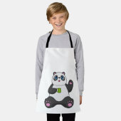 Panda met koffie-mok schort (Gedragen)