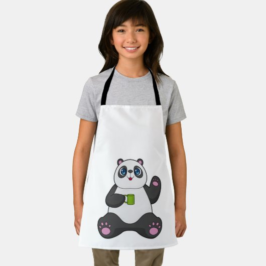 Panda met koffie-mok schort (Insitu)