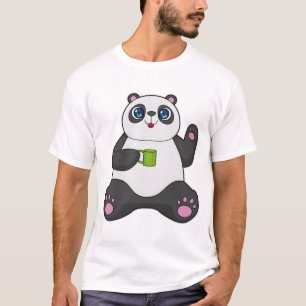 Panda met koffie-mok t-shirt