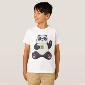 Panda met koffie-mok t-shirt (Voorkant volledig)