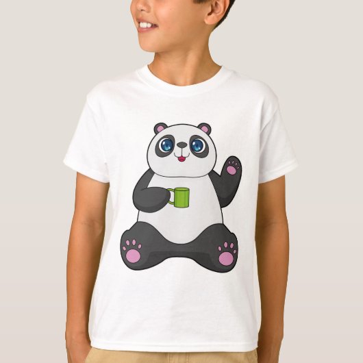 Panda met koffie-mok t-shirt (Voorkant)