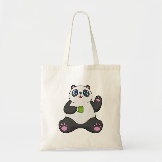 Panda met koffie-mok tote bag (Voorkant)