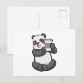 Panda met koffie om mee te nemen briefkaart (Voorkant / Achterkant)
