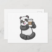 Panda met koffie om te gaan briefkaart (Voorkant / Achterkant)