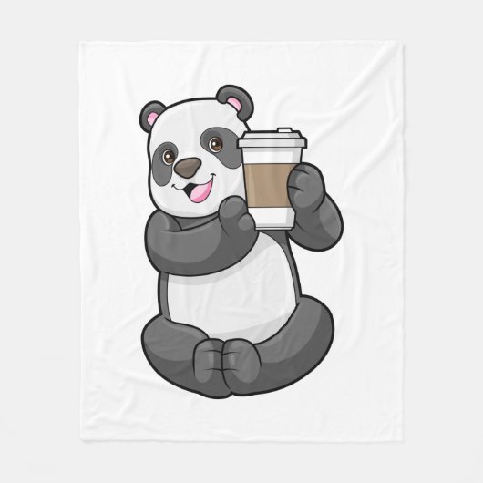 Panda met koffie om te gaan fleece deken (Voorkant)