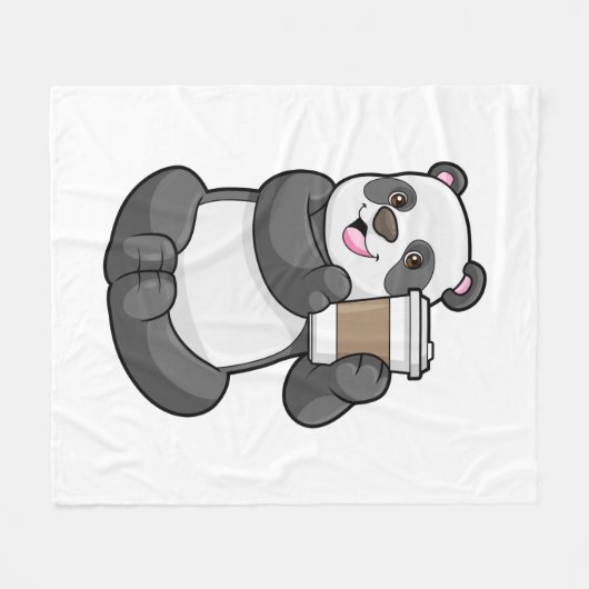 Panda met koffie om te gaan fleece deken (Voorkant (Horizontaal))