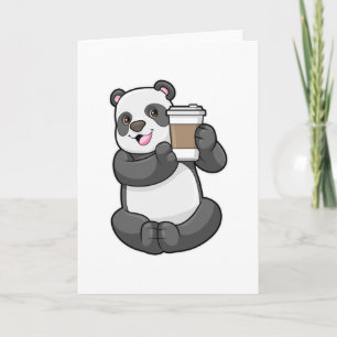Panda met koffie om te gaan kaart