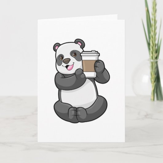 Panda met koffie om te gaan kaart (Voorkant)