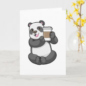 Panda met koffie om te gaan kaart (Gele Bloem)