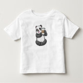 Panda met koffie om te gaan kinder shirts (Voorkant)