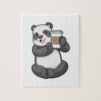 Panda met koffie om te gaan legpuzzel
