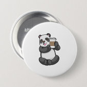 Panda met koffie om te gaan ronde button 7,6 cm (Voorkant /achterkant)