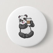 Panda met koffie om te gaan ronde button 7,6 cm (Voorkant)