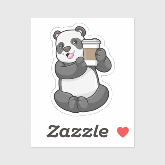 Panda met koffie om te gaan sticker (Vel)