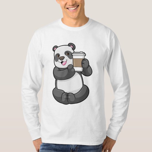 Panda met koffie om te gaan t-shirt (Voorkant)