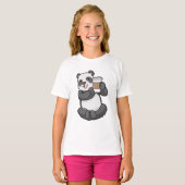 Panda met koffie om te gaan t-shirt (Voorkant volledig)