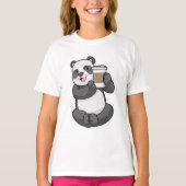 Panda met koffie om te gaan t-shirt (Voorkant)