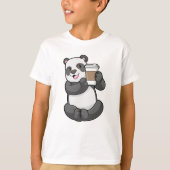 Panda met koffie om te gaan t-shirt (Voorkant)