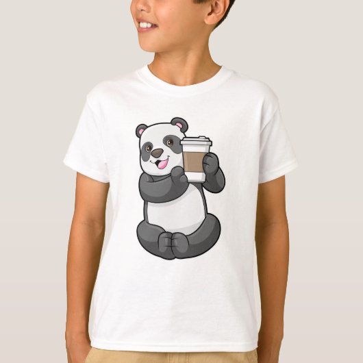Panda met koffie om te gaan t-shirt (Voorkant)