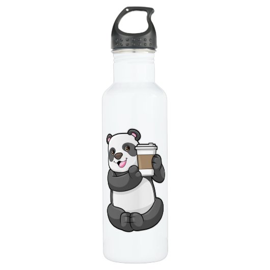 Panda met koffie om te gaan waterfles  (Voorkant)