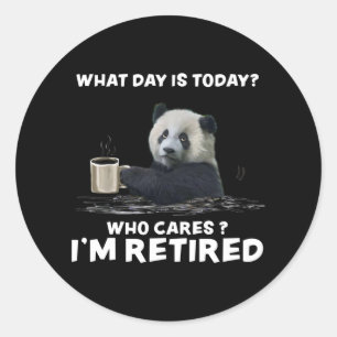 Panda met koffie: wat is vandaag de dag de dag die ronde sticker