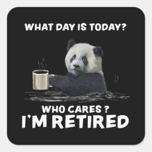 Panda met koffie: wat is vandaag de dag de dag die vierkante sticker