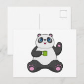Panda met koffiemok briefkaart (Voorkant / Achterkant)