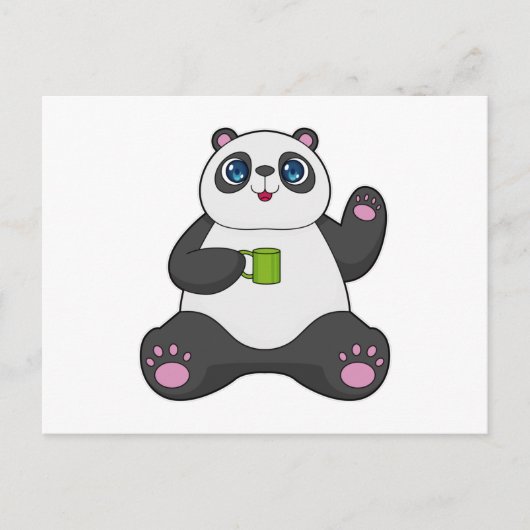 Panda met koffiemok briefkaart (Voorkant)