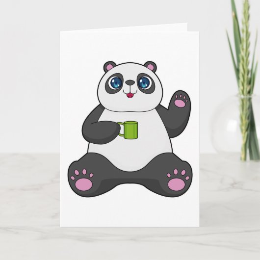 Panda met koffiemok kaart (Voorkant)