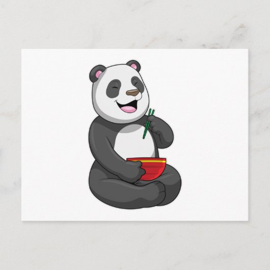 Panda met kom Ramennoedels Briefkaart (Voorkant)