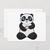 Panda met kopje koffie briefkaart (Voorkant / Achterkant)