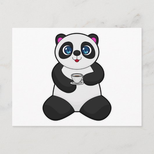 Panda met kopje koffie briefkaart (Voorkant)