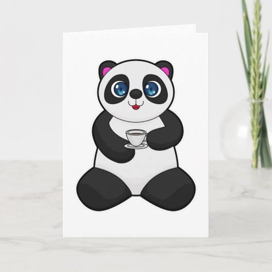 Panda met kopje koffie kaart (Voorkant)