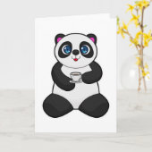 Panda met kopje koffie kaart (Gele Bloem)