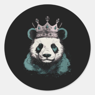 Panda met kroon ronde sticker