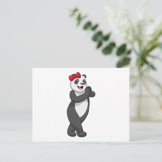Panda met lint briefkaart (Staand voorkant)